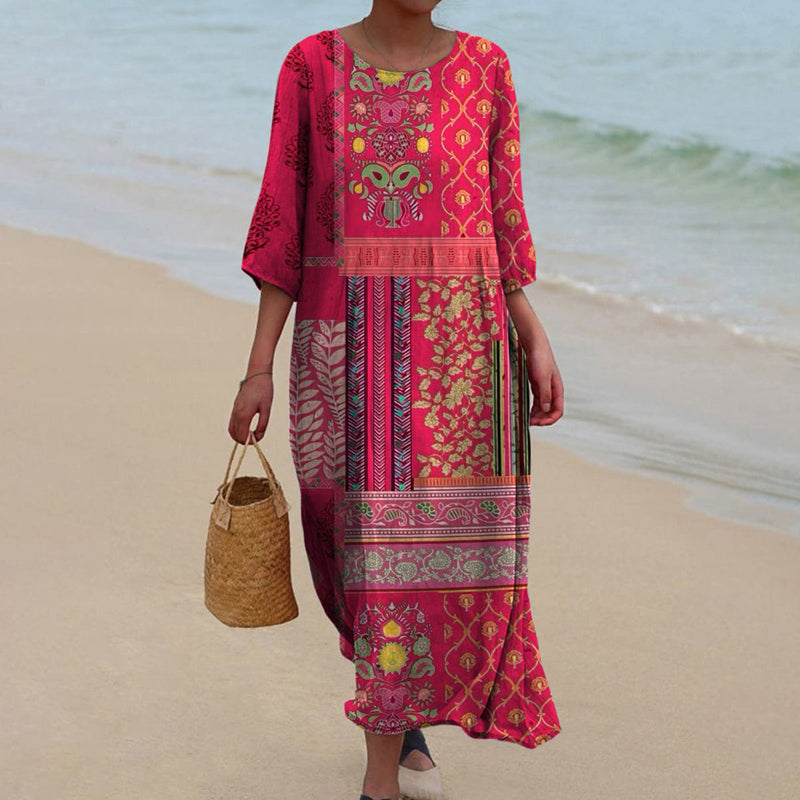 Damen Maxi-Kleid Ethno-Boho-Muster - Eveloria