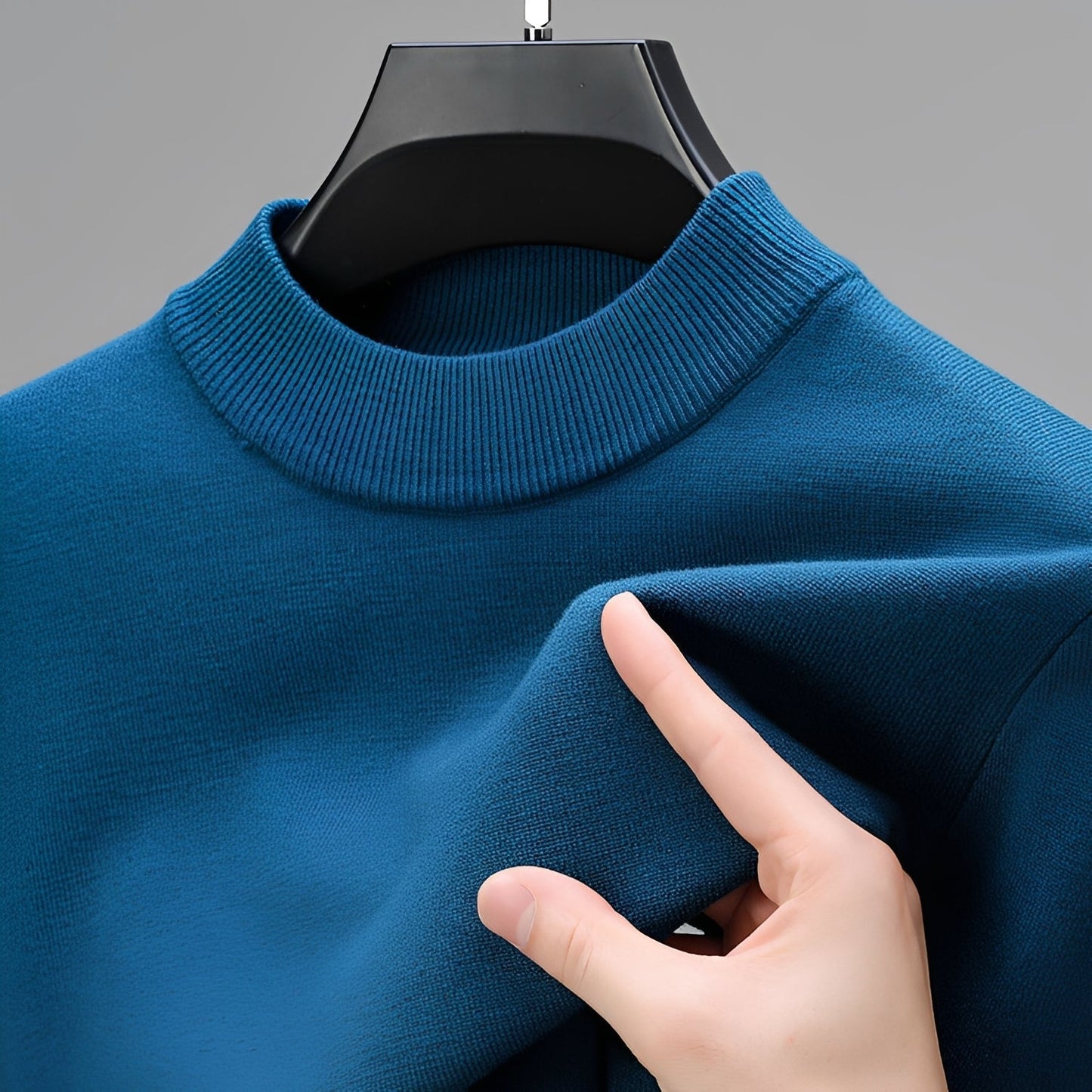 Herren Pullover Bequem Warm Baumwolle Grau