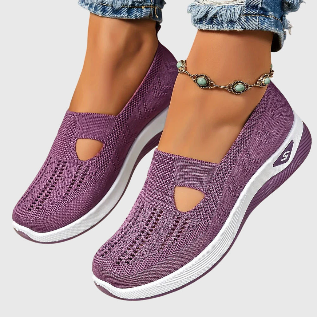 Damen Strick Sneakers Atmungsaktives Material Beige