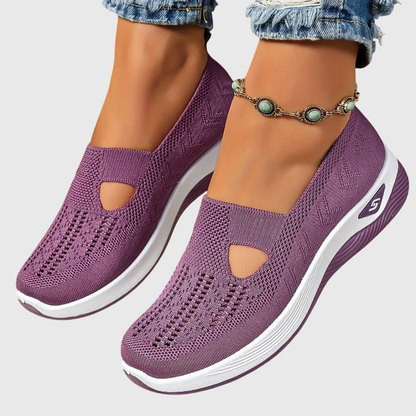 Damen Strick Sneakers Atmungsaktives Material Beige