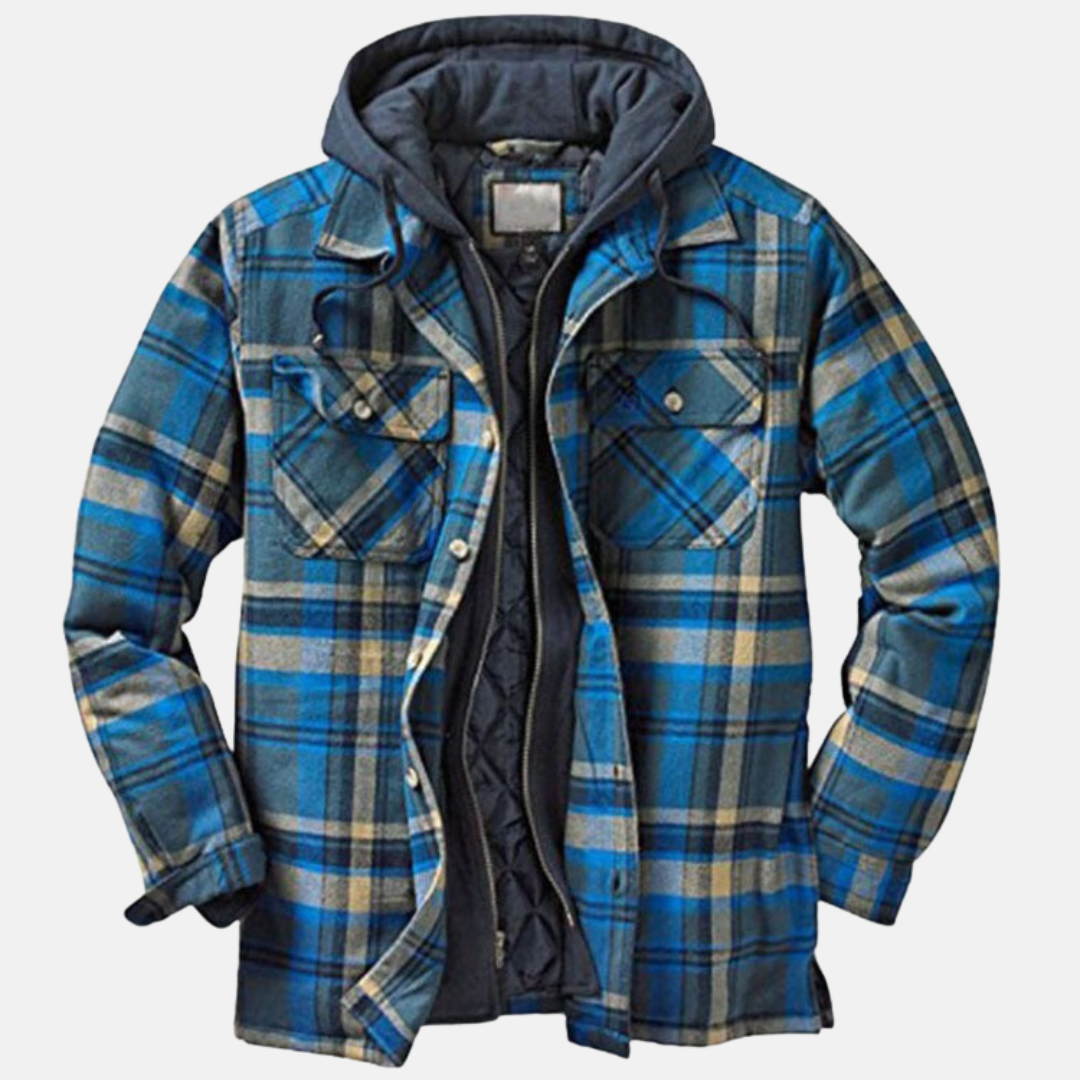 Herren Kariertjacke Warm Lässig Knöpfen Braun