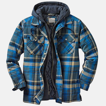 Herren Kariertjacke Warm Lässig Knöpfen Braun