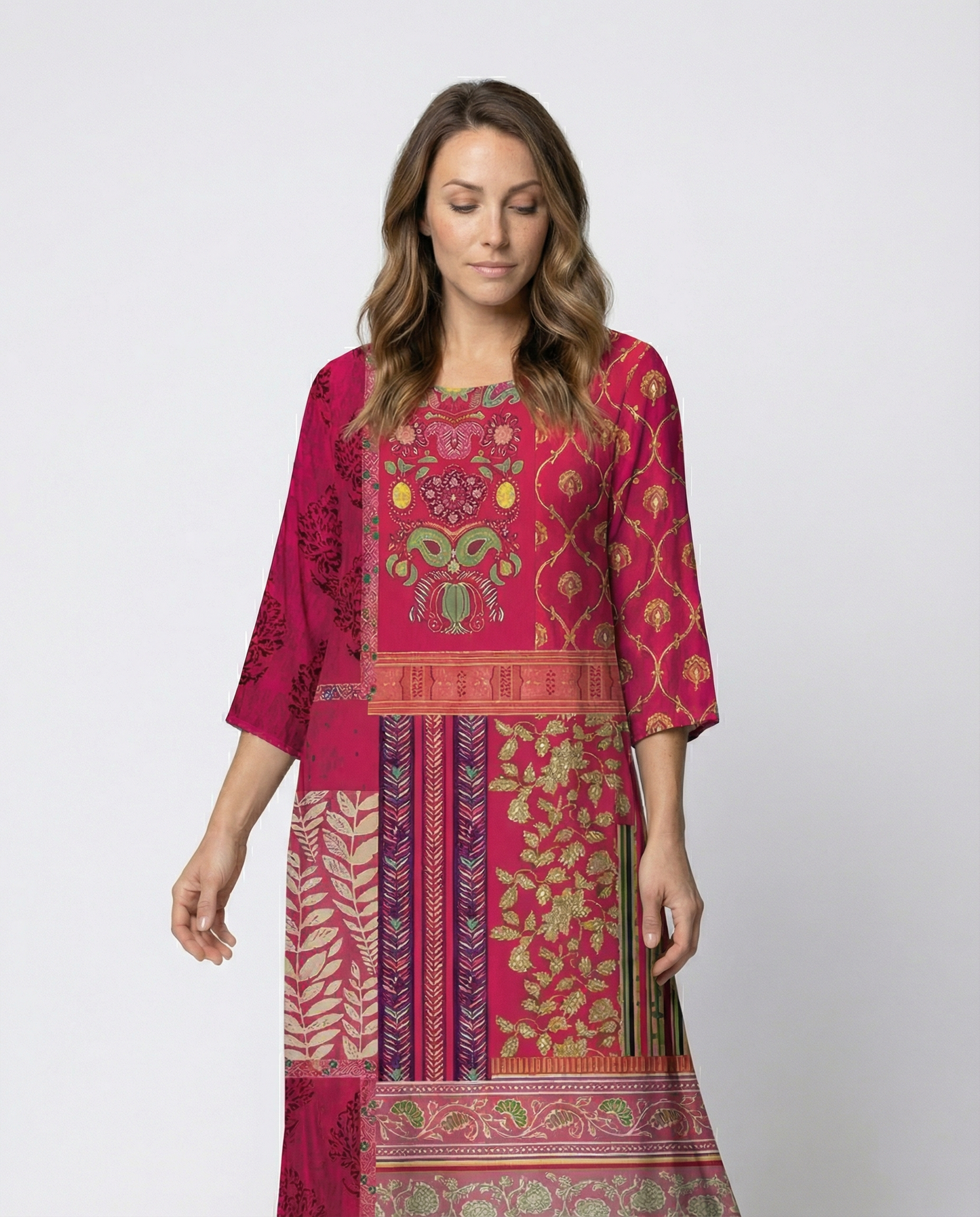 Damen Kaftan-Kleid Fließender Stoff Beinschlitz Boho-Stil - Eveloria