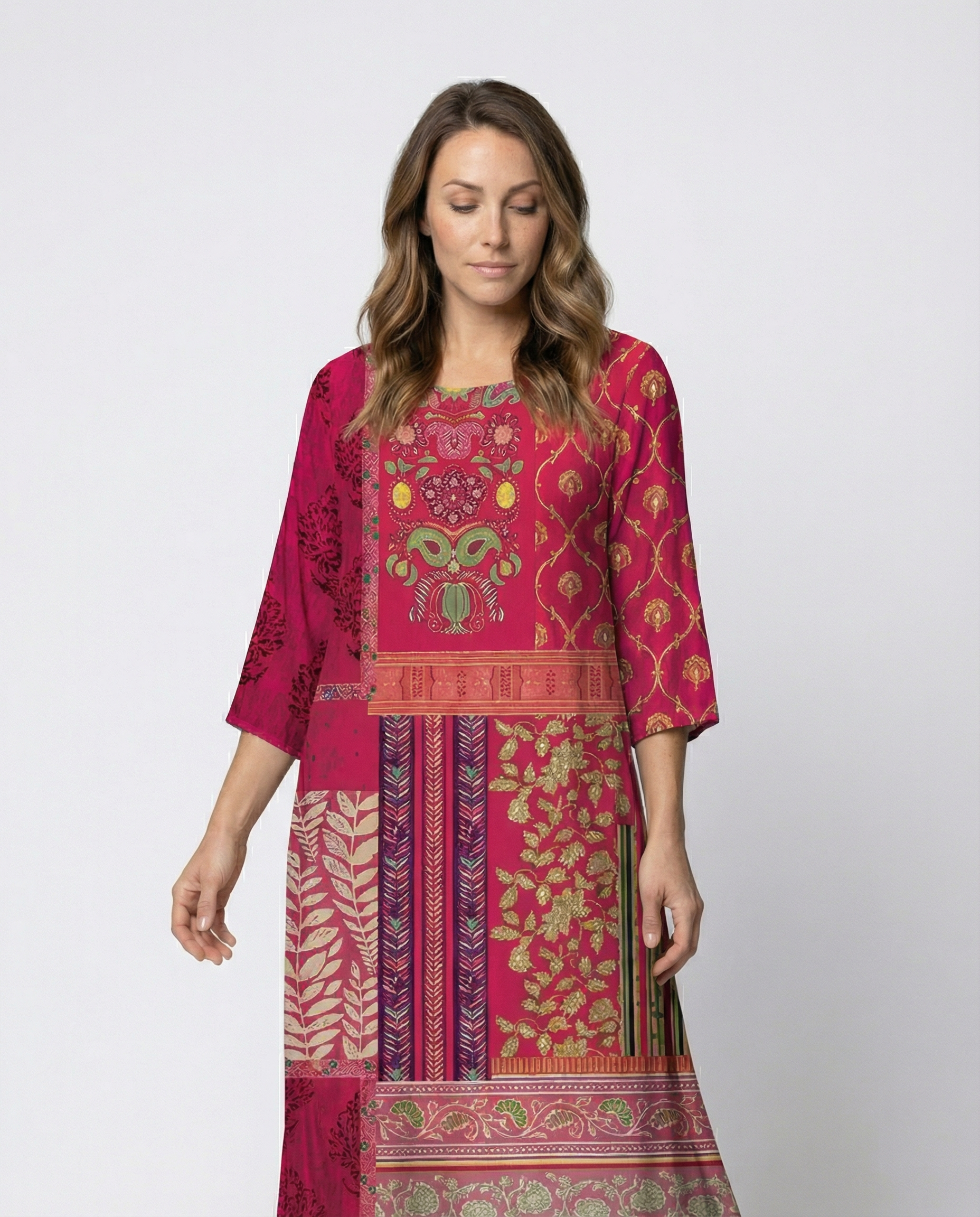Damen Kaftan-Kleid Fließender Stoff Beinschlitz Boho-Stil - Eveloria