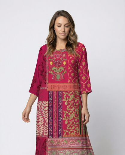 Damen Kaftan-Kleid Fließender Stoff Beinschlitz Boho-Stil - Eveloria
