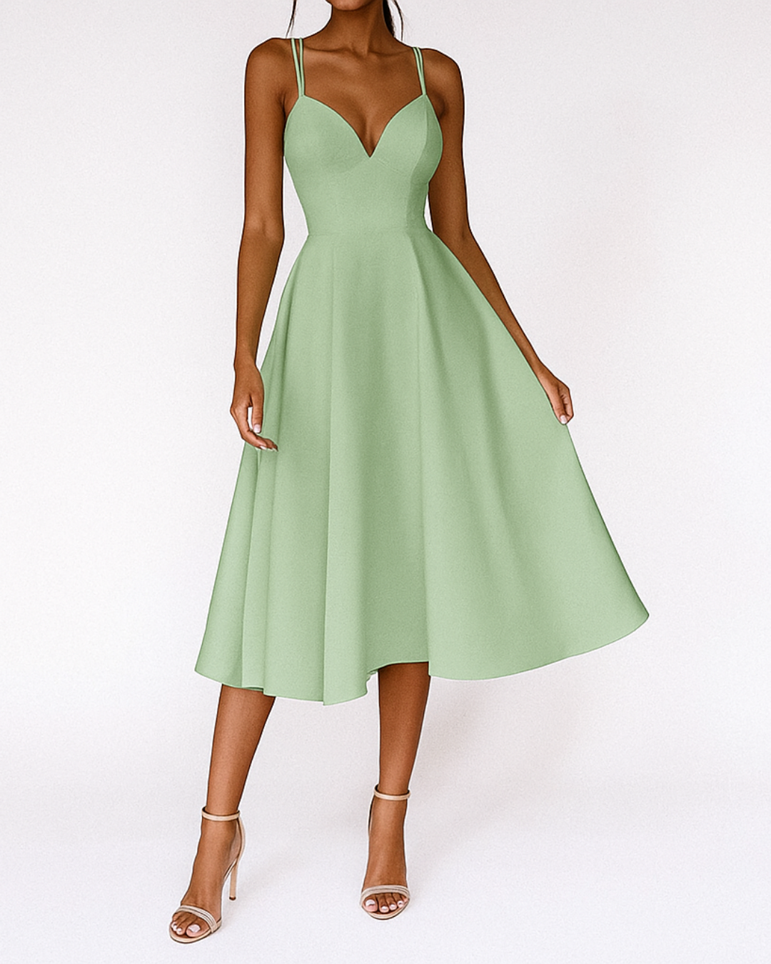 Damen Träger Midi Kleid Hochzeitsgäste