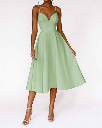 Damen Träger Midi Kleid Hochzeitsgäste