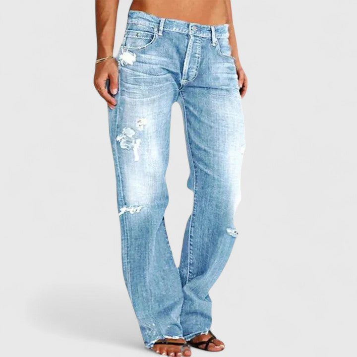 Damen Vintage-Jeans Lockerer Passform Blau