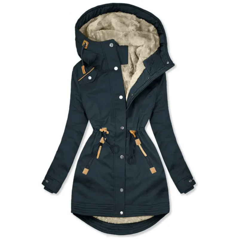 Damen Winterparka Gefüttert Kapuze Reißverschluss