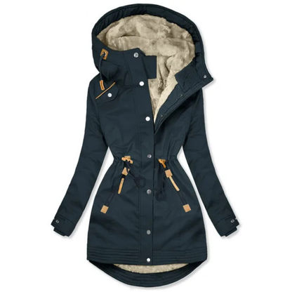 Damen Winterparka Gefüttert Kapuze Reißverschluss
