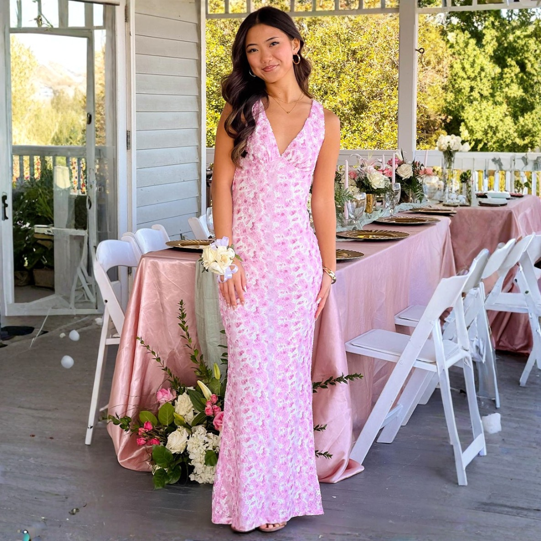 Damen Maxi Kleid Floralmuster Hochzeitsgast