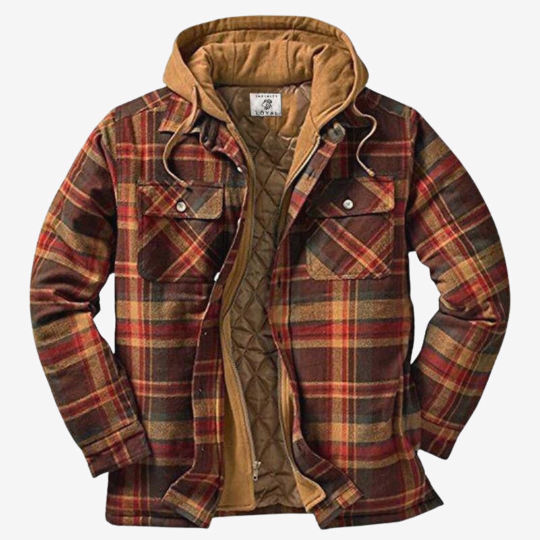 Herren Flanelljacke Kapuze Fleece Warm