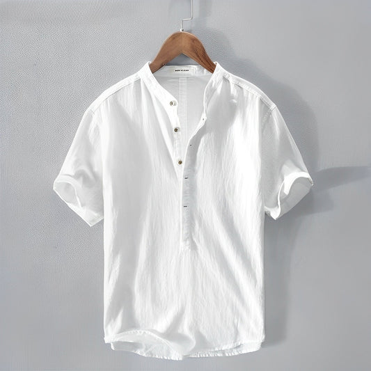 Herren Leinenhemd Leicht Sommerlich Beige - Eveloria