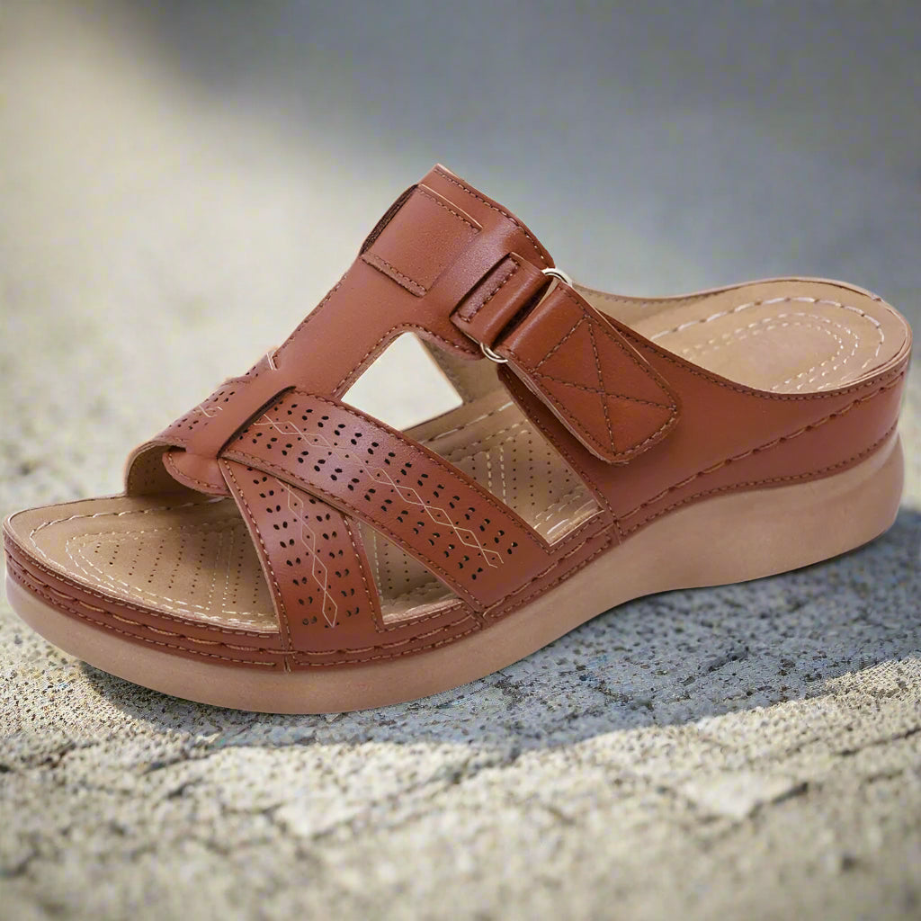 Damen Sommer-Sandalen Klettverschluss Offene Zehen Robustes Plateau