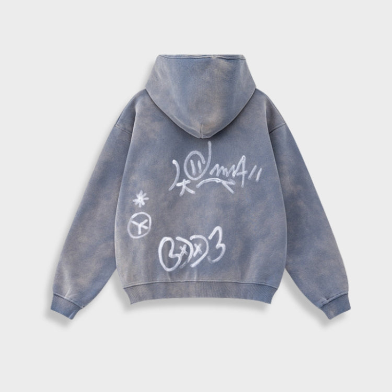 Damen Hoodie Oversize Graffiti Print Y2K Stil