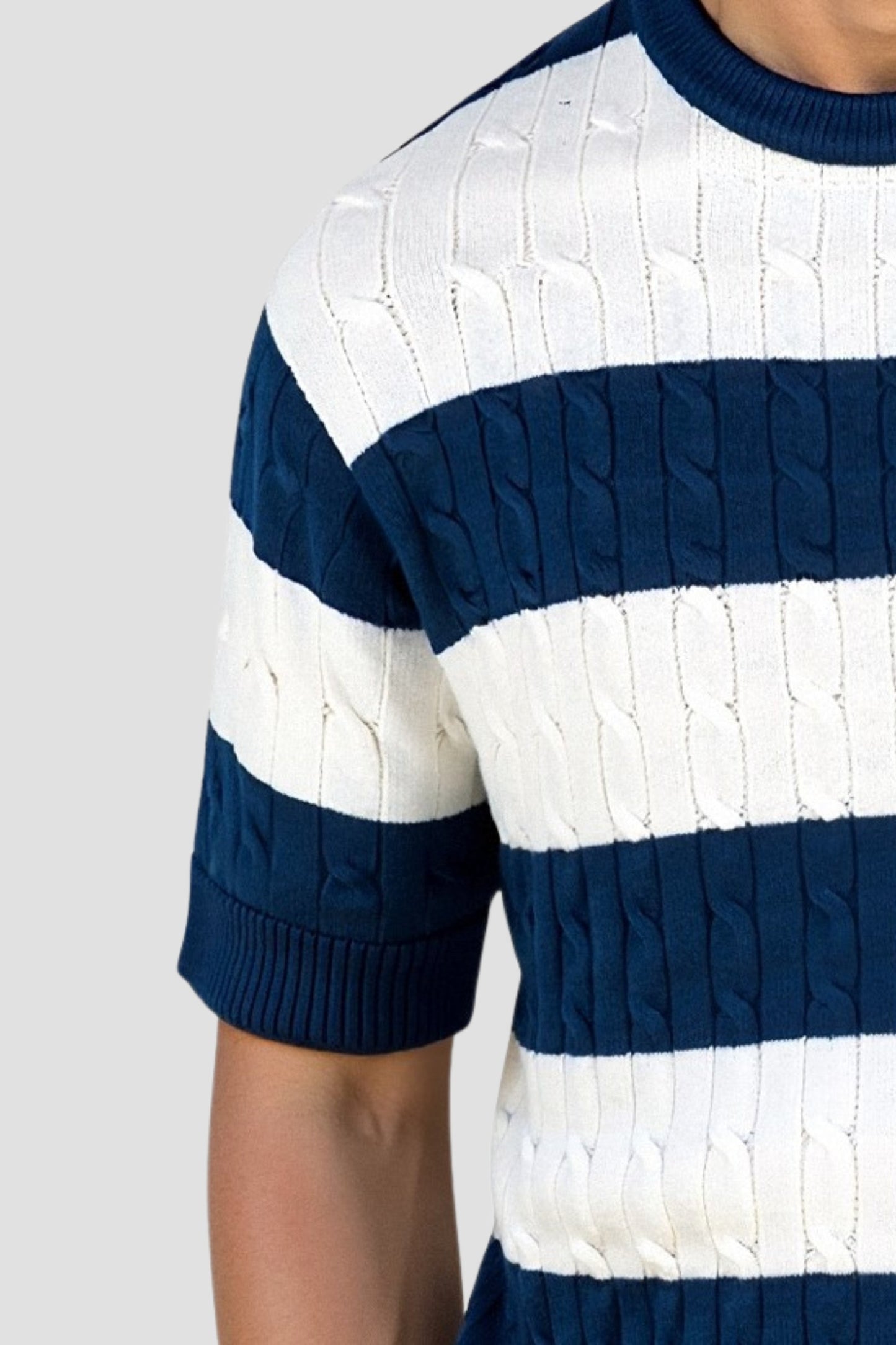 Herren Pullover Kurzärmelig Streifenmuster Bequem
