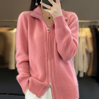 Eveloria Damen Strickjacke Reißverschluss Elegant