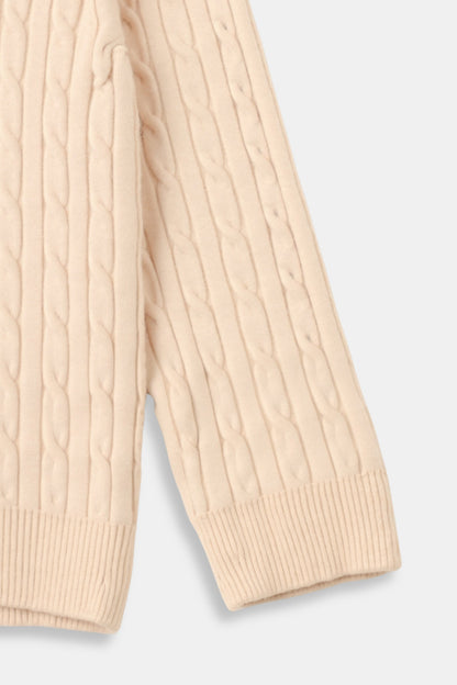 Eleganter Damen Zopfstrick Pullover Mit Reißverschluss