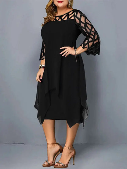 Eveloria Damen Midi-Kleid Spitze Plus Size Elegantes