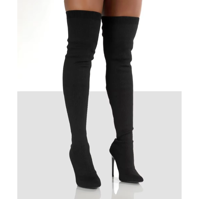 Eveloria Damen Overknee Stiefel Stretch Stiletto