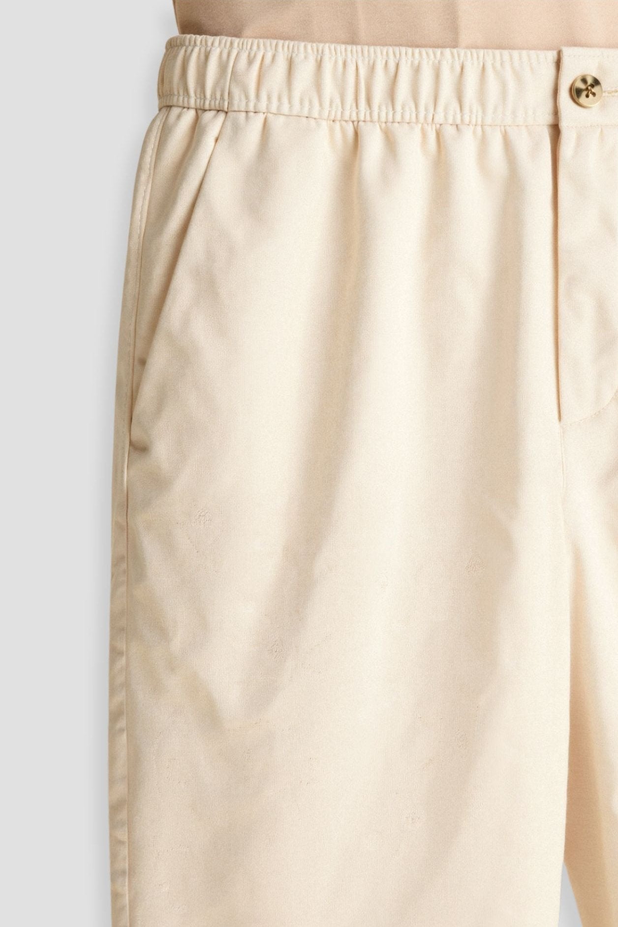 Herren-Hose Beige Elastischer Bund Mit Knopfverschluss