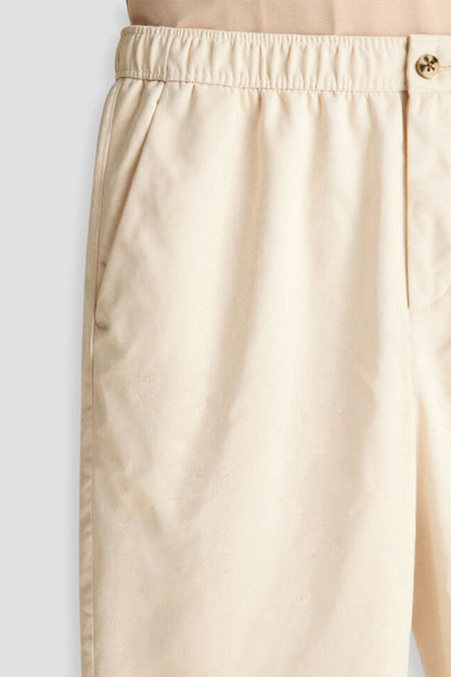 Herren-Hose Beige Elastischer Bund Mit Knopfverschluss