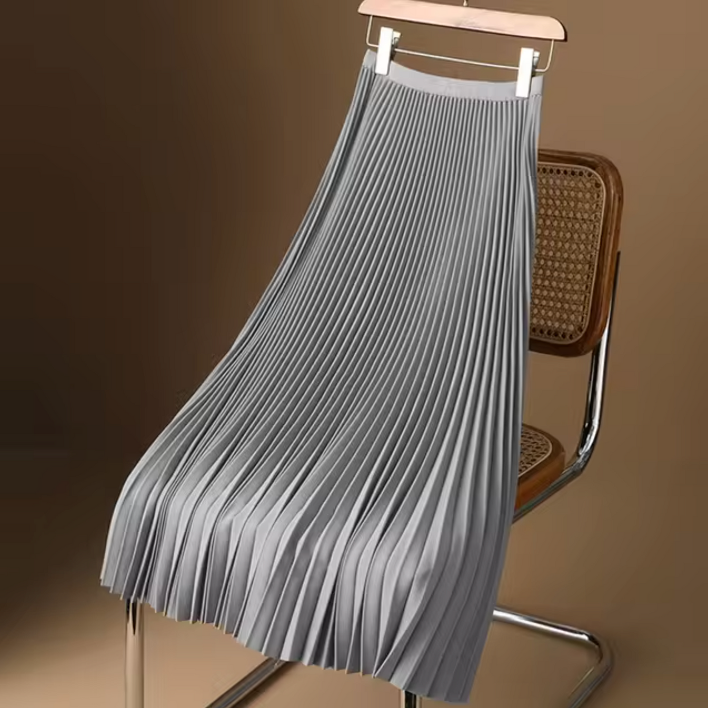 Eveloria Damen Plisseerock Baumwollsatin Lang