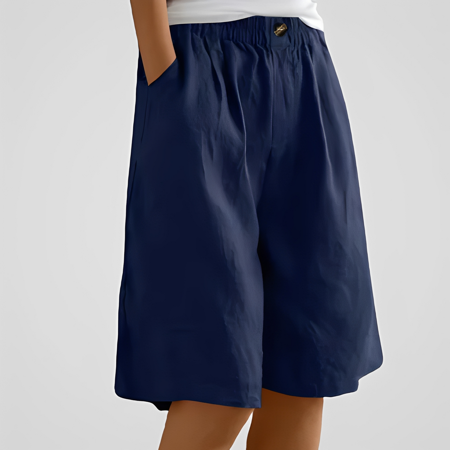 Damen Shorts Locker geschnittene Sommerhose Leicht Beige