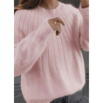 Eveloria Damen Strickpullover Kaschmirweich Rippmuster