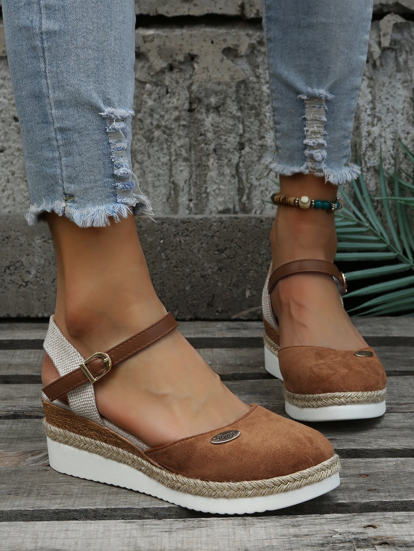 Eveloria Damen Orthopädische Espadrilles Braun
