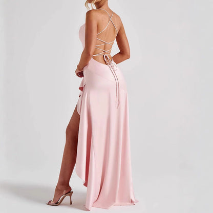Eveloria Damen Unregelmäßiges Kleid Rückenauschnitt Rüschen