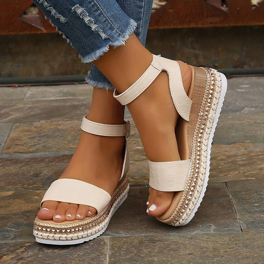 Damen Orthopädische Sandalen Komfortabel Leder Braun - Eveloria
