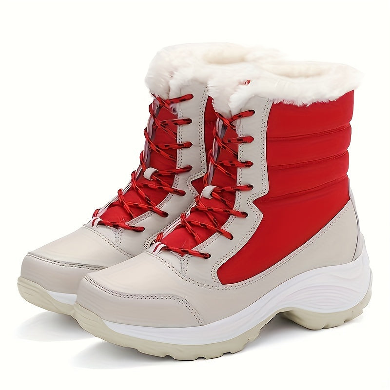 Damen Winterstiefel Schnürung Rund Warm Fleece