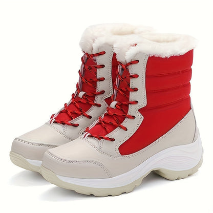 Damen Winterstiefel Schnürung Rund Warm Fleece
