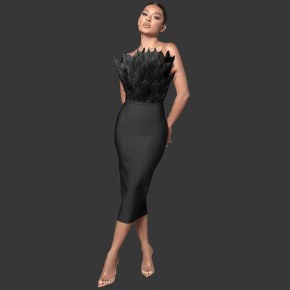 Eveloria Damen Kleid Federtop Anmutig
