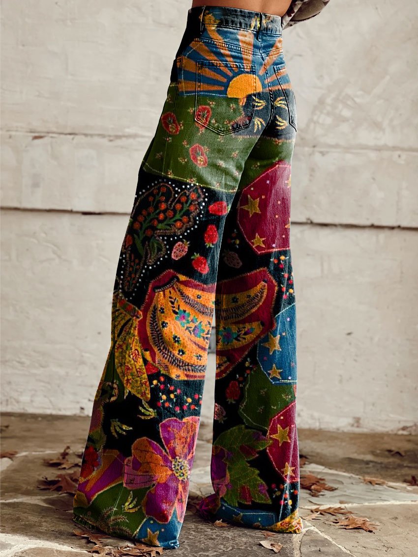Damen Retro Schlaghose Stilvoll - Eveloria