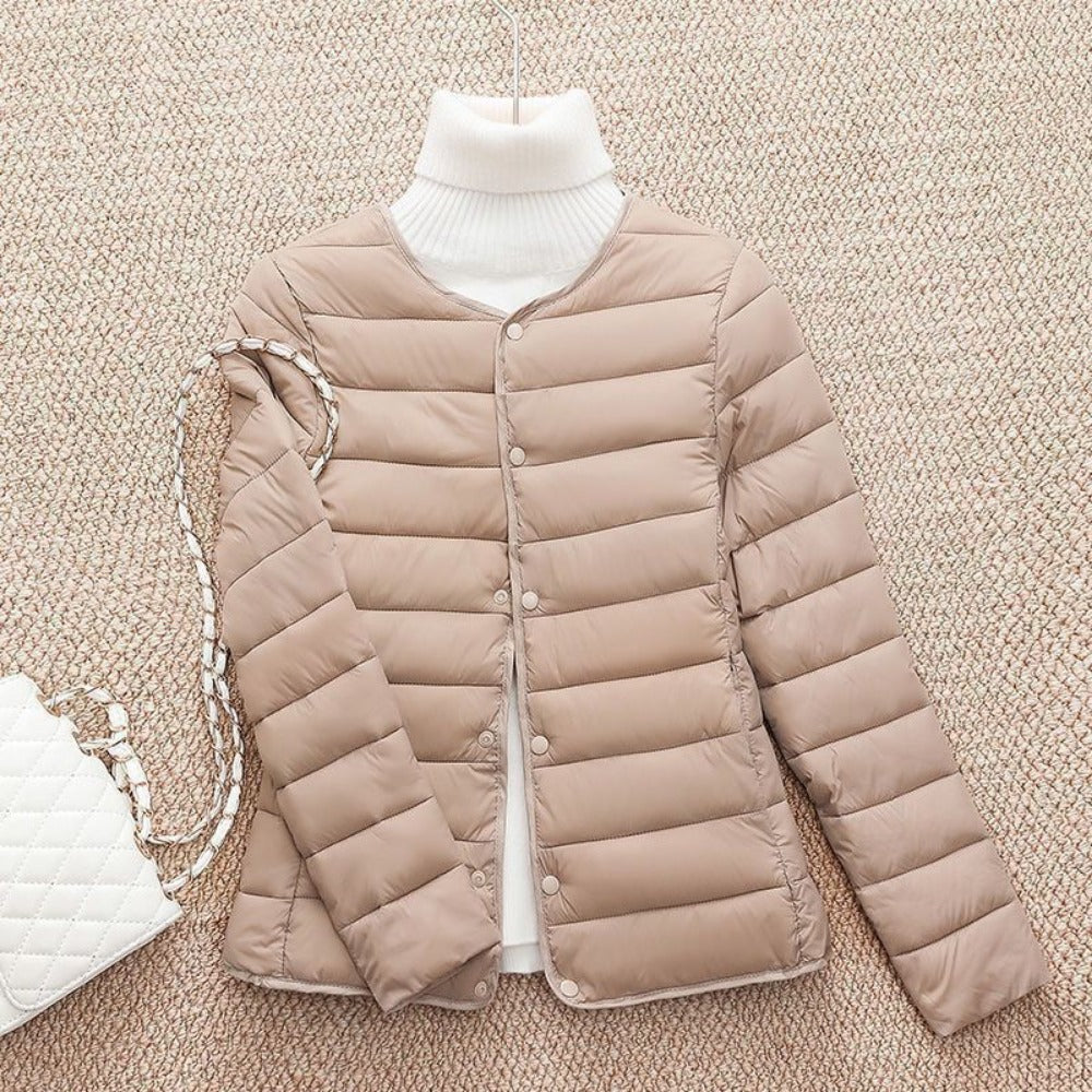 Damen Leichte Daunenjacke Druckknöpfe Sebastiana