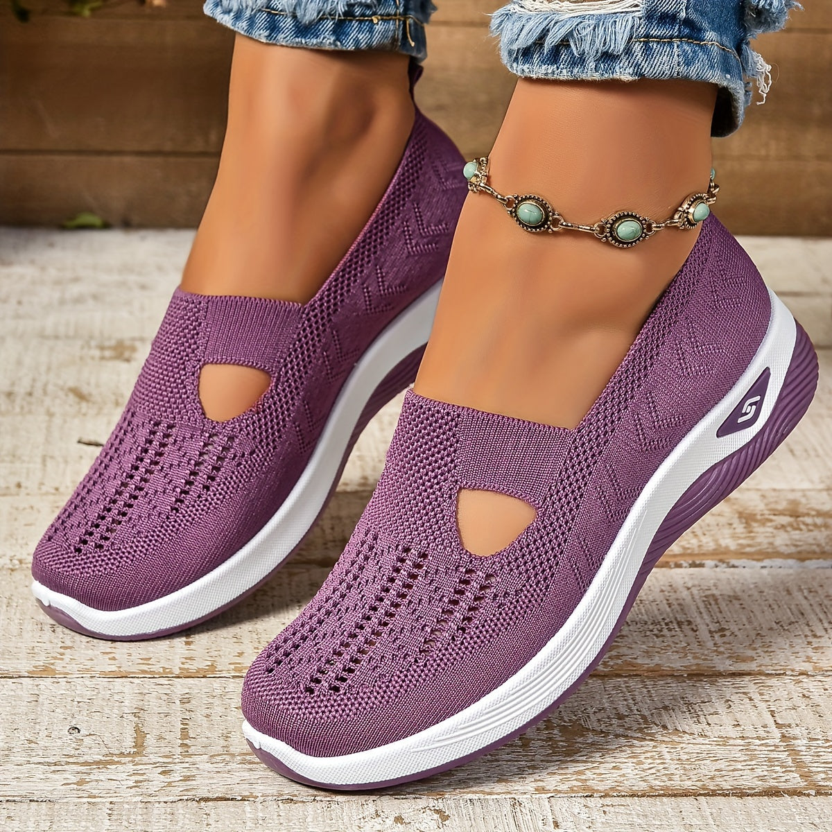 Eveloria Damen Slip-On Sneaker Atmungsaktives Material