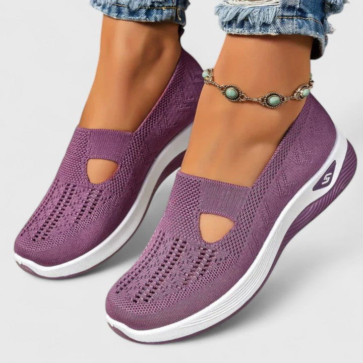 Regine Damen Slip-On Sneaker Atmungsaktives Mesh Schwarz - Eveloria