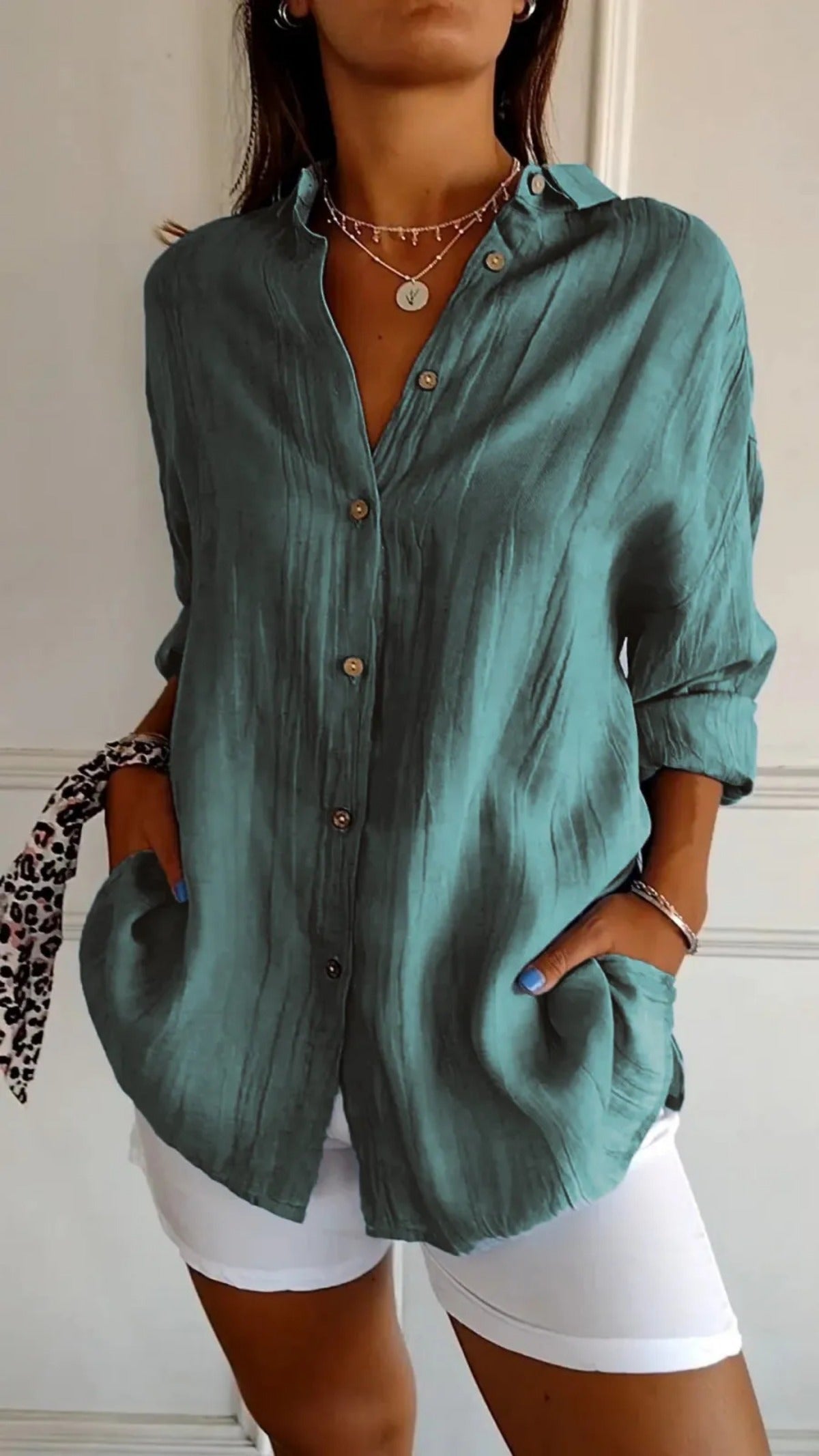 Eveloria Damen Lockeres Button-Down-Hemd