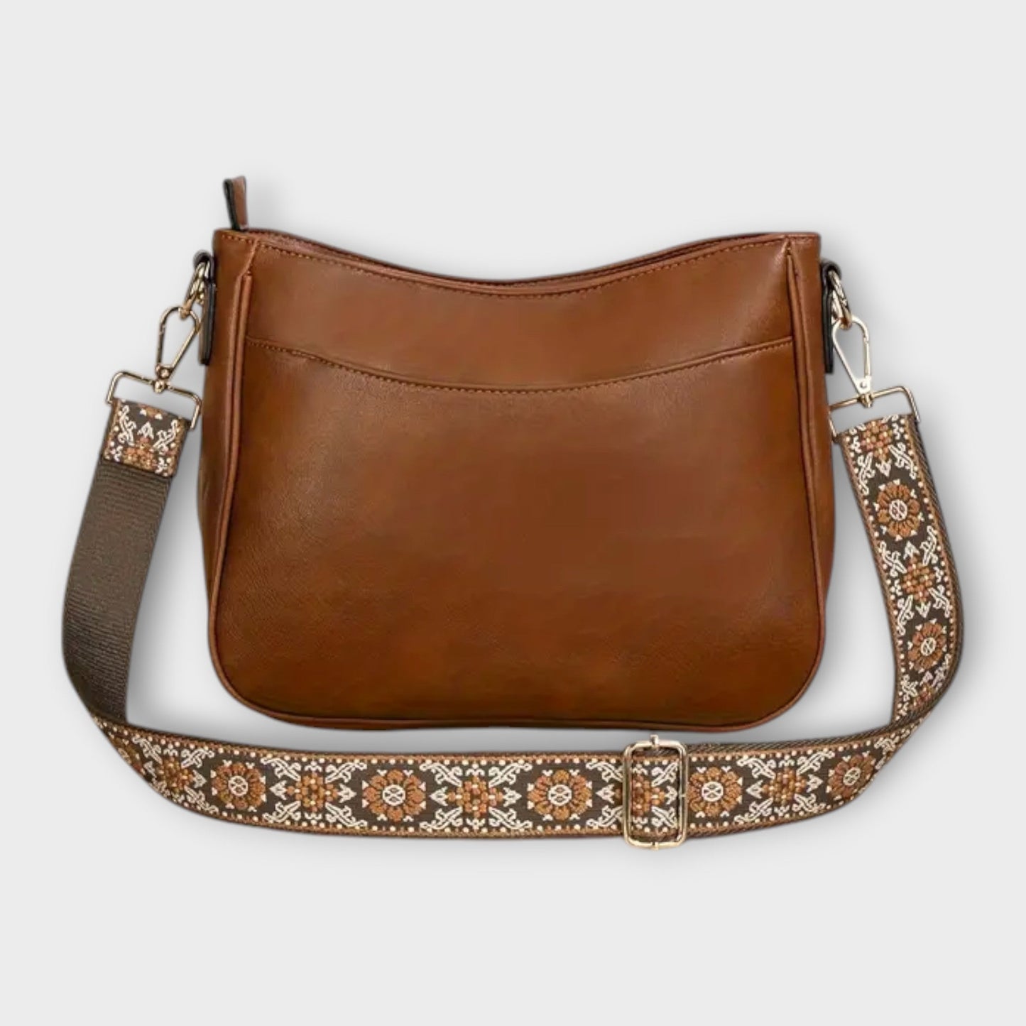 Damen Schultertasche Boho Stil Leder Braun