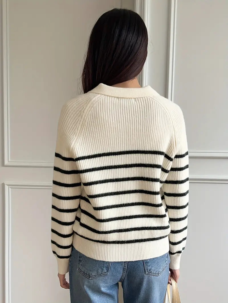 Gestreifte Herren Pullover mit Kragen