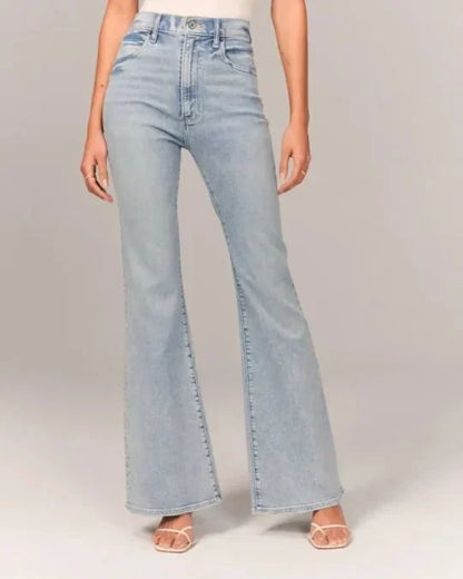 Damen High-Waist Flare Jeans Stilvoll Schwarz - Norvielle