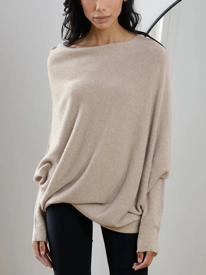 Eveloria Damen Asymmetrischer Pullover Drapiert