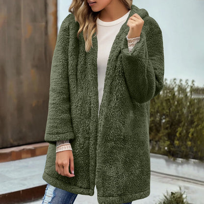 Adina Damen Teddyjacke Kapuze Locker Passform