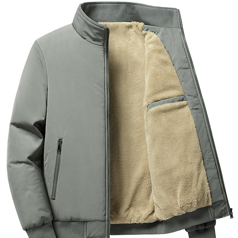 Herren Outdoorjacke Fleecefutter Reißverschluss Stehkragen