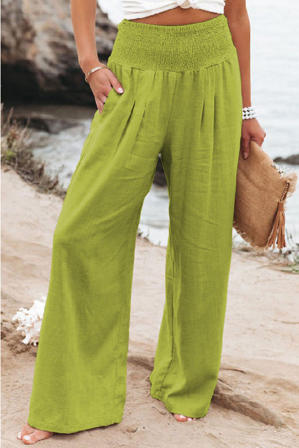 Damen High-Waist Hosen Weites Bein