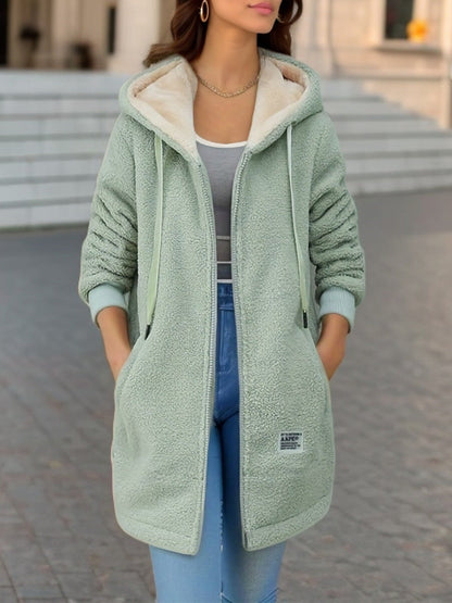 Damen Fleecejacke mit Kapuze Kuschelig