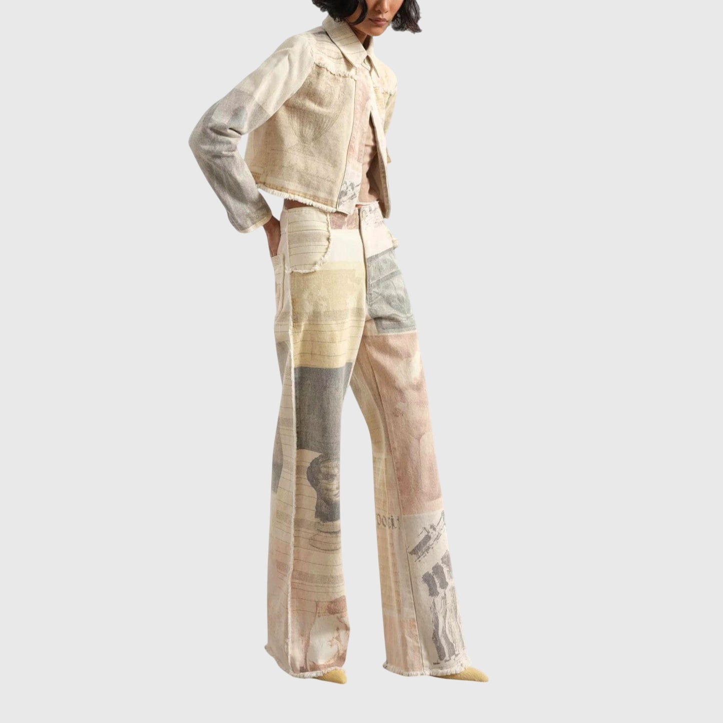 Damen Vintage-Jeans Hohe Taille Mit Print