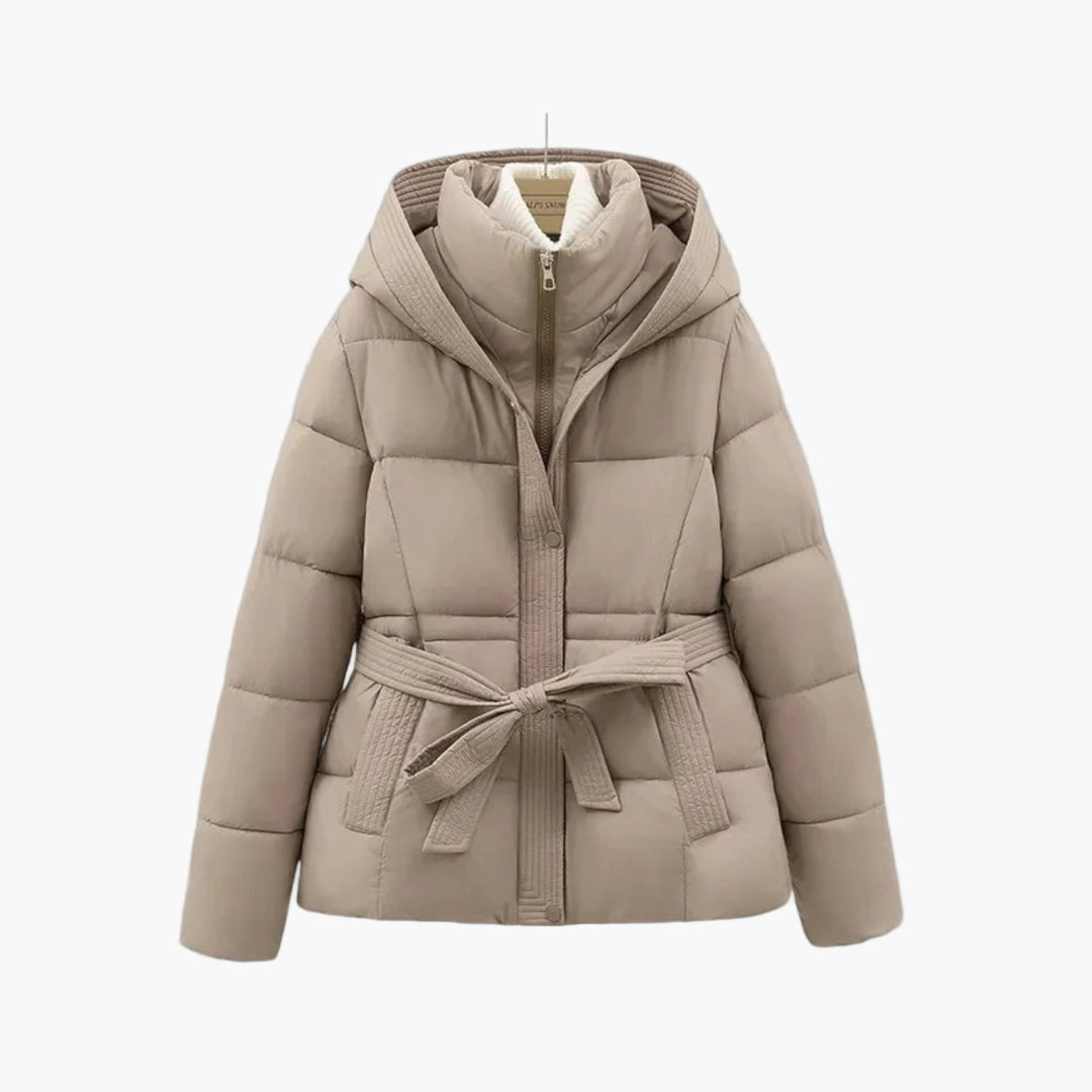Damen Winterpufferjacke Isabella Mit Gürtel Warmes Futter